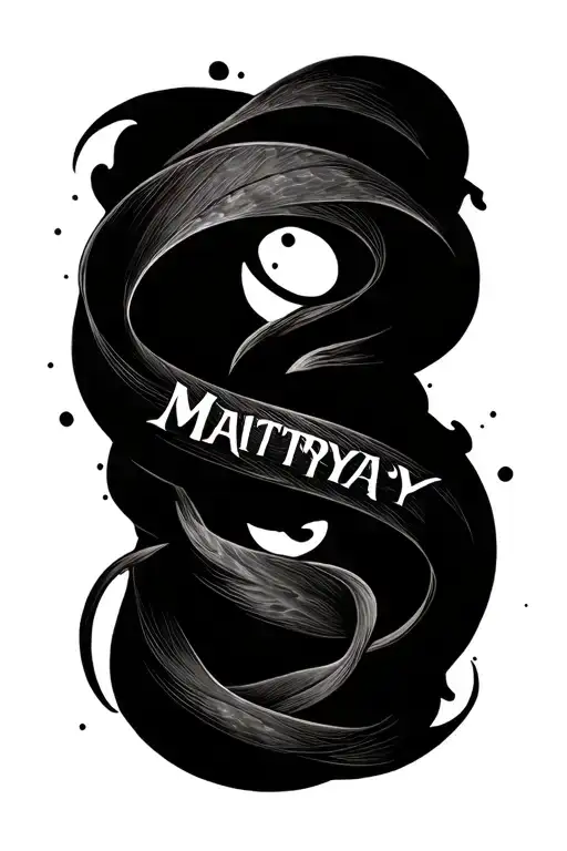 Maitryay Font In Beautiful Handwriting Aligned Horizontal On Hip Area