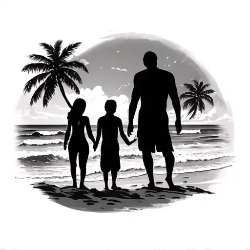 Family Beach Scene