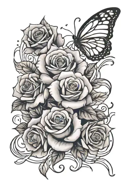 Roses Butter Fly Music Notes