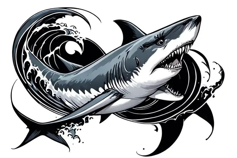 Shark And Wave Forming The Shape