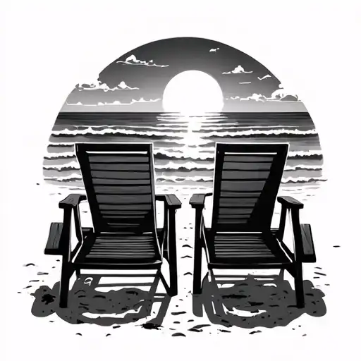 Beach Chairs Sunset Ocean