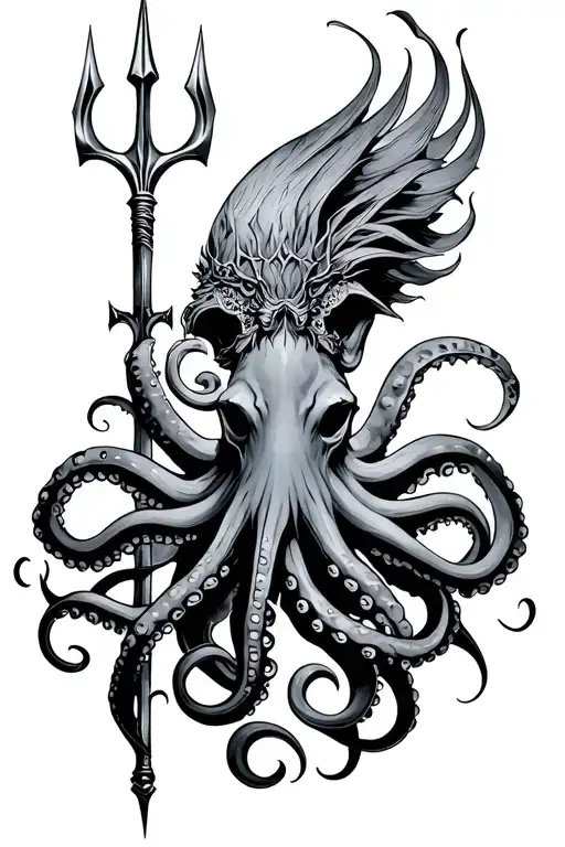 Poseidon Trident With Octopus