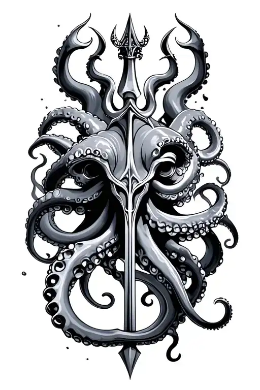 Poseidon Trident With Octopus