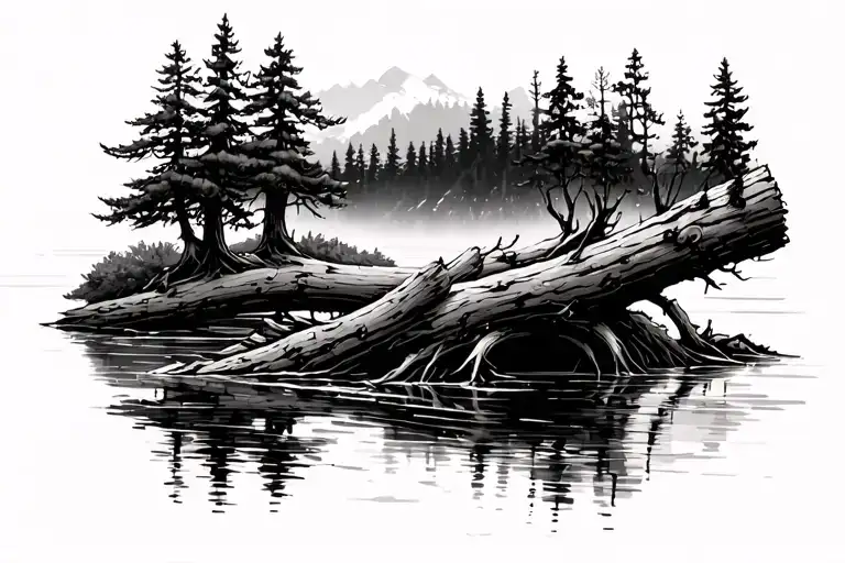 Trees Fallen Down Into A River