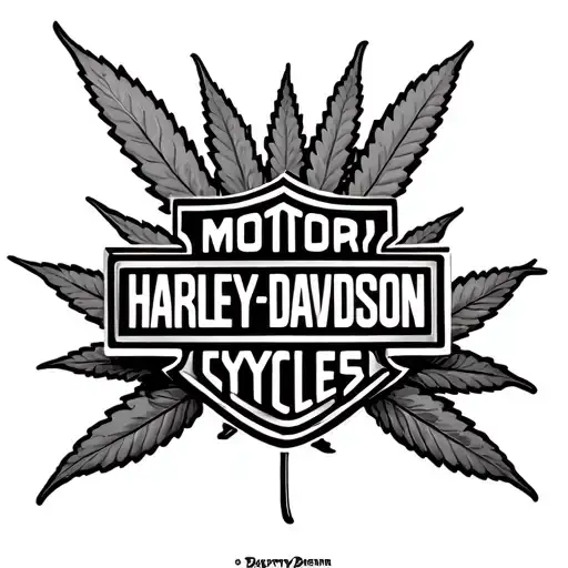 Harley-davidson Logo With Marijuana In The Background