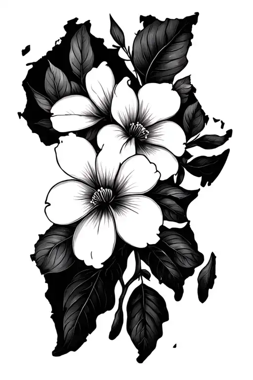 Dogwood Flower In Africa Map Outline