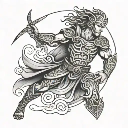 Warrior With Wave Patterns