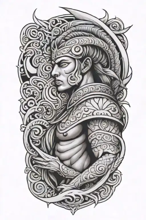 Warrior With Wave Patterns