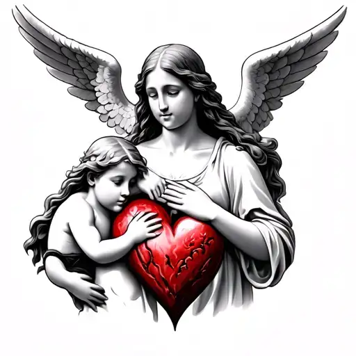 Mother Angel Protecting Sons Heart