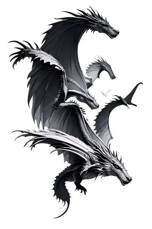 13 Wyverns Flying Away