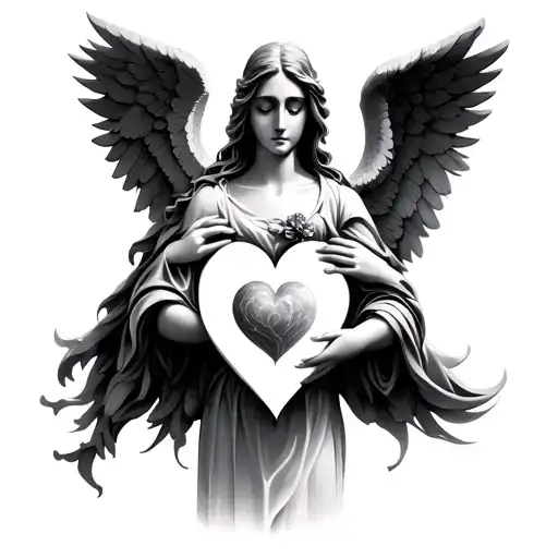 Mother Angel Protecting Heart Shape