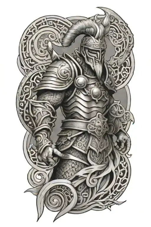 God Warrior With Wave Patterns Incorporated
