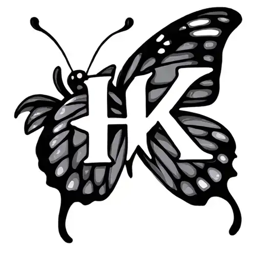 The Letters H And K In A Butterfly