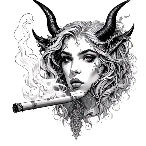 Demon Lilith Smoking Joint Being Rolled