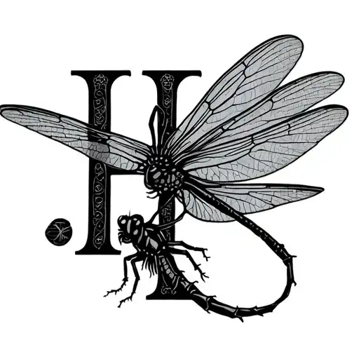 The Letters H And K In A Dragonfly Flying