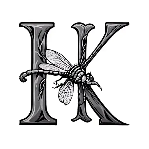 The Letters H And K In A Dragonfly Perched