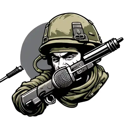 Army Interwined Wih Microphone