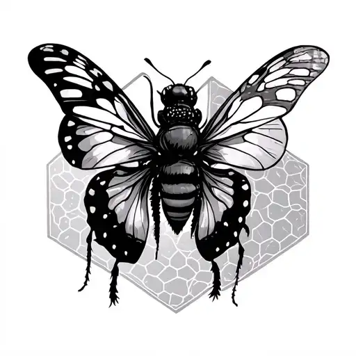 Lion Bee Butterfly Hexagon