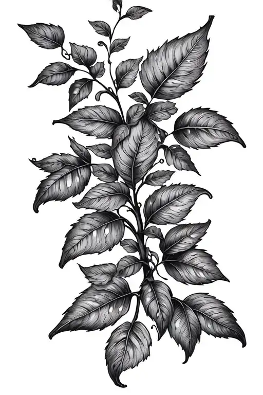 Line Work Vine And Leaves Intertwing