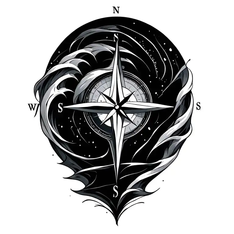 Compass And Wave Forming The Shape