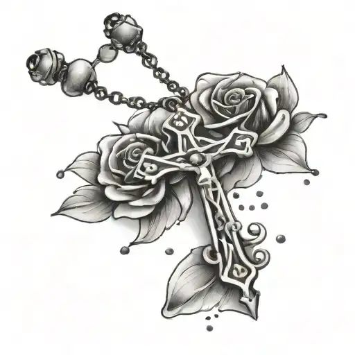 Rosary With Rose Petals Falling