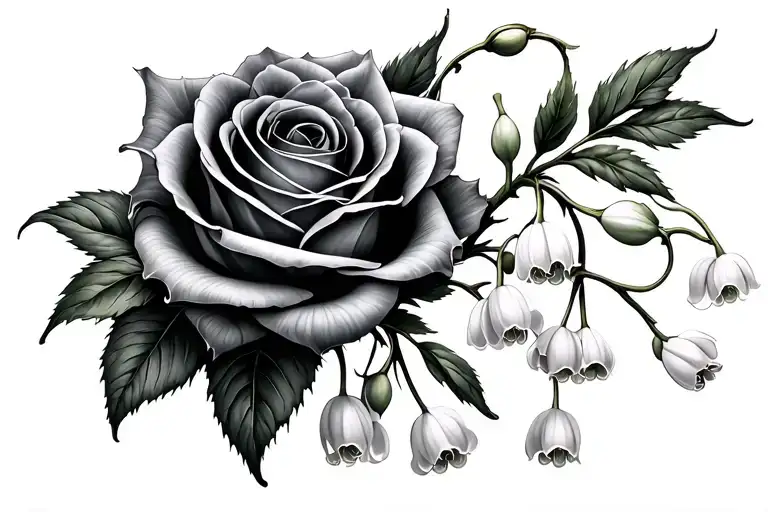 Rose And Lilly Of The Valley Intertwined