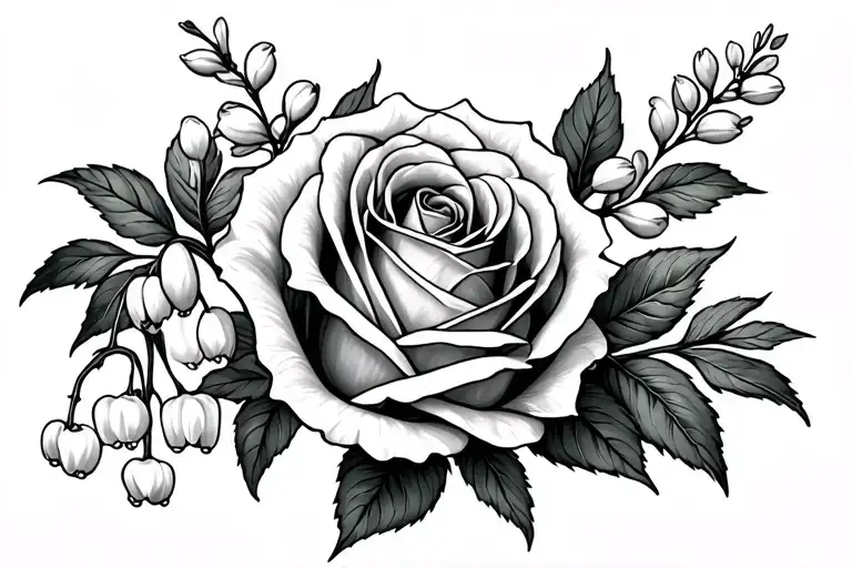 Rose And Lilly Of The Valley Intertwined