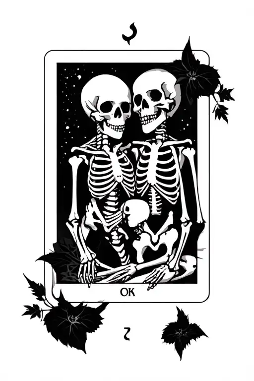 Lovers Tarot Card Skeletons