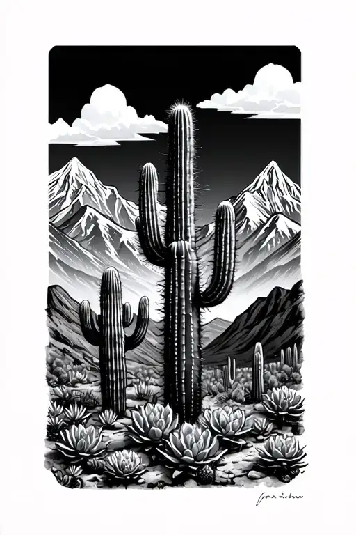 Cactus And Mountains