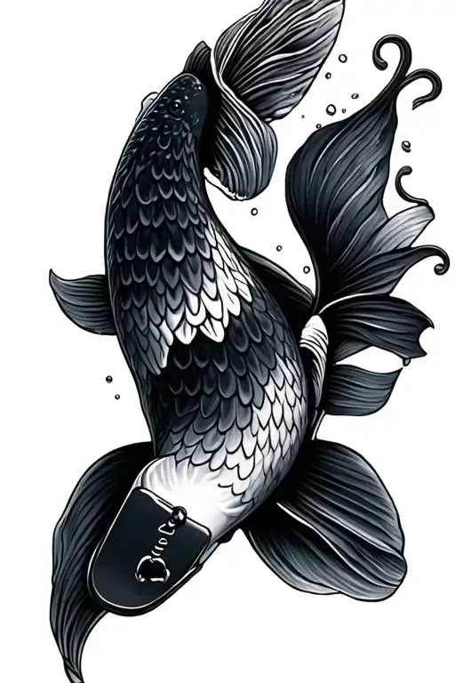 Koi Fish With Dog Tags
