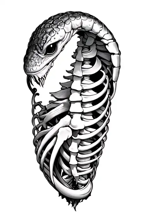 Rib Cage Missing Ribs With A Morray Eel Emerging