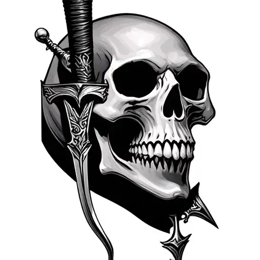 Skull With A Dagger Piercing
