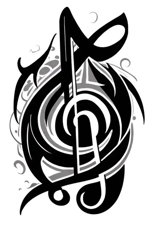 Tribal Music Note Surrounded
