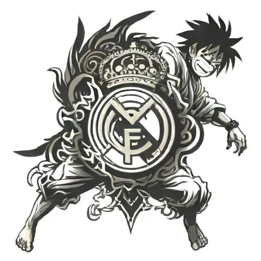 Real Madrid Crest With Luffy Gear 5