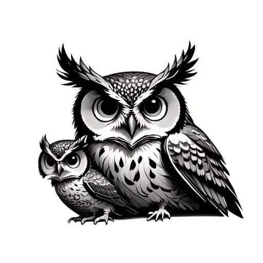 Owl Perched Protecting His Family