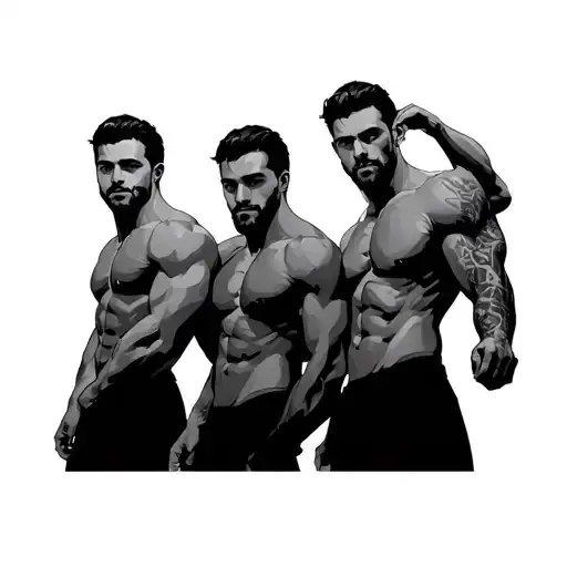 4 Muscular White Men Posing