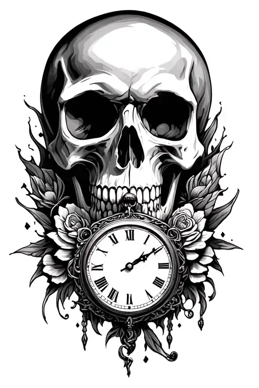 Skull And Clock Embedded