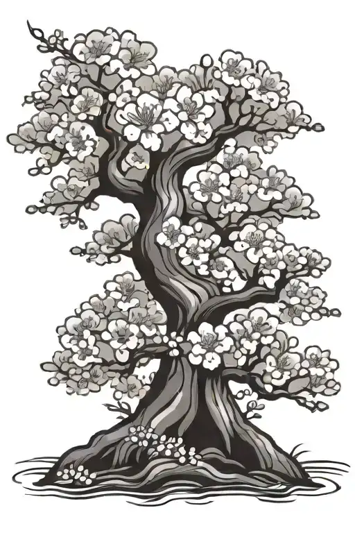 Cherry Blossom Tree And Anime Character