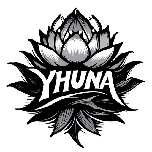 Yhuna Text With Lotus