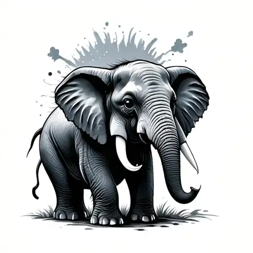 Crying Elephant Surrounded