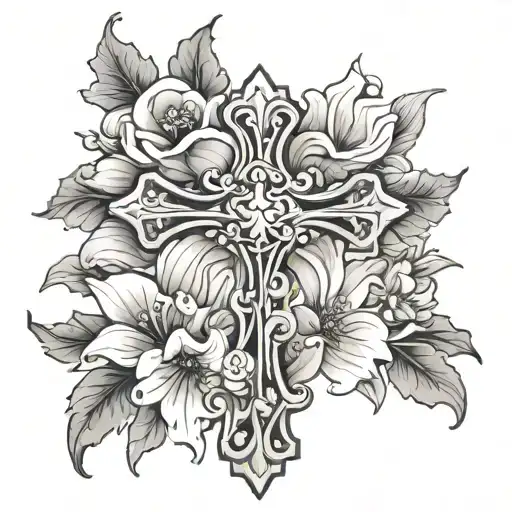 Cross Colored In Flowers