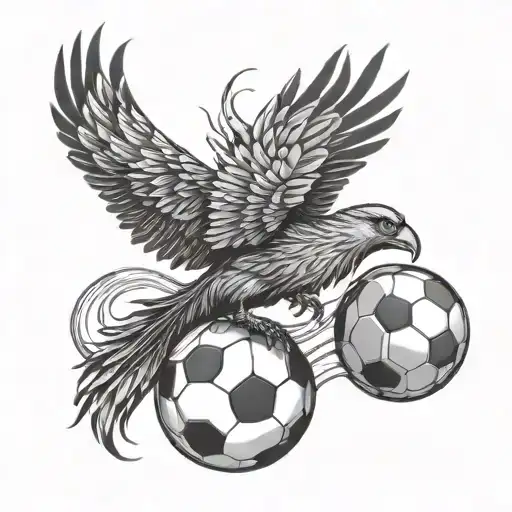 Phoenix Rising In Front Of Soccer Ball