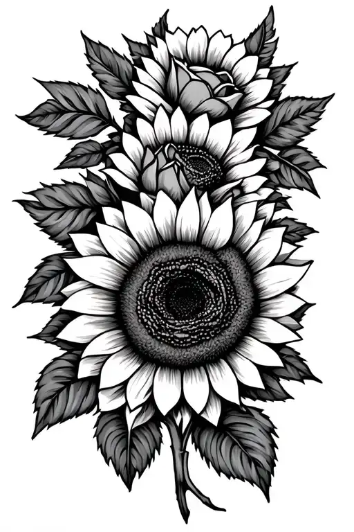 Sunflower And Rose Pattern