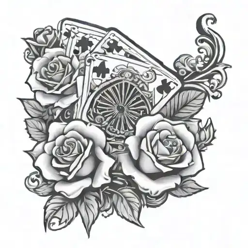 Playing Card And Roses