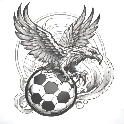 Phoenix Rising In Front Of Soccer Ball