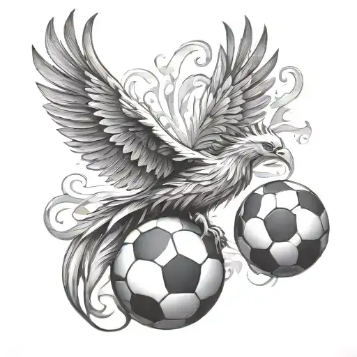 Phoenix Rising In Front Of Soccer Ball