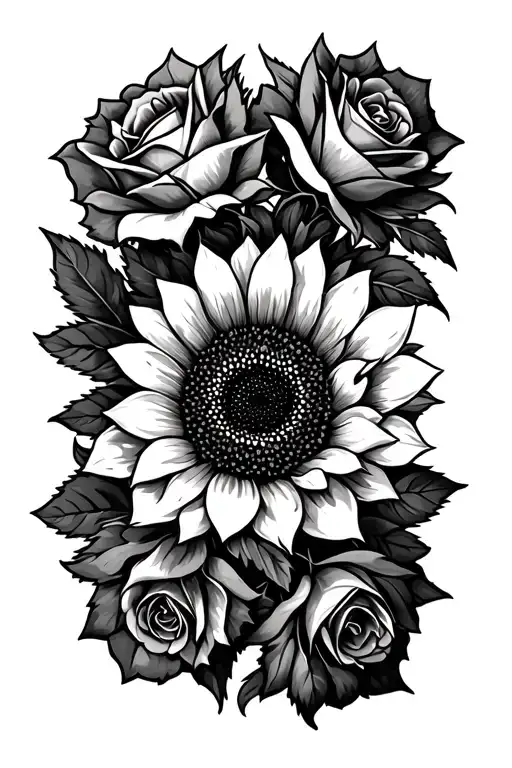Sunflower And Rose Pattern