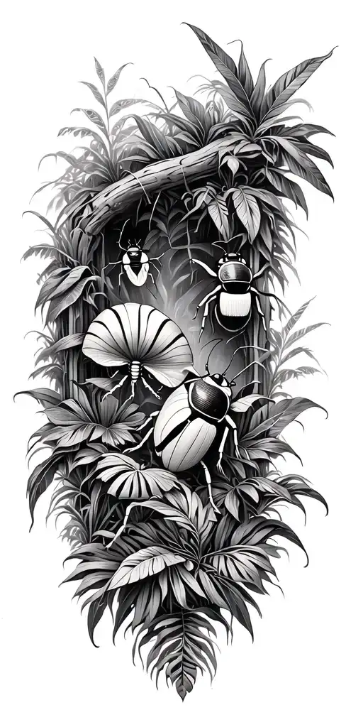 Jungle Background With Bugs And Wildlife Inside