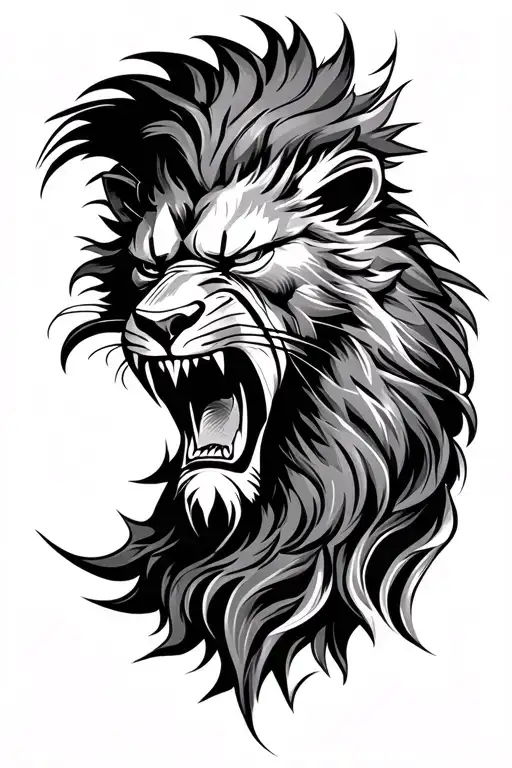 Angry Lion Head And Spartan Warrior