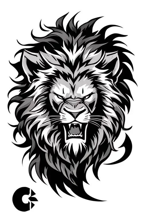 Angry Lion And Spartan Warrior